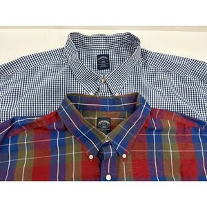 LOT (2) Brooks Brothers Men's Plaid Checked Original Button Down Shirts, 3XLT